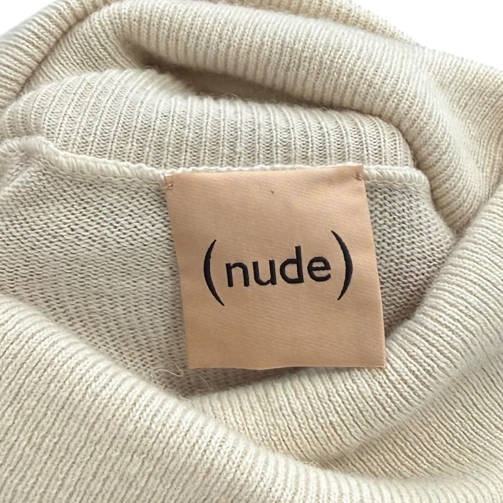 Nude Brand Knit Turtleneck Sweater Oversized Italian 46 XL Wool Cashmere Blend - Picture 2 of 12